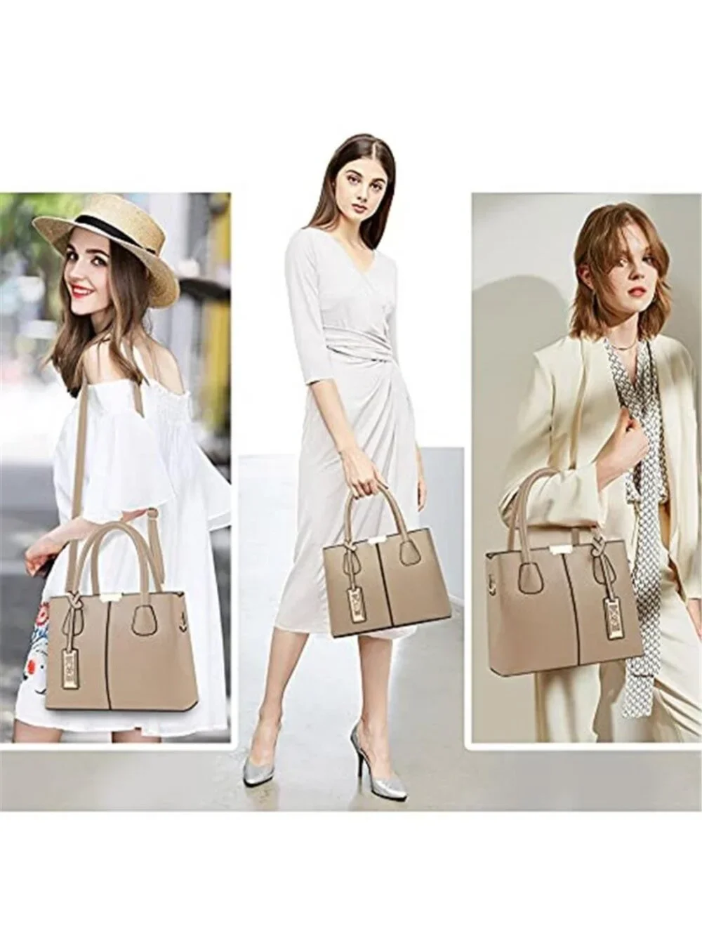 Womens Faux Leather Satchel Tote Crossbody Shoulder Handbag Purse Zipper Bag